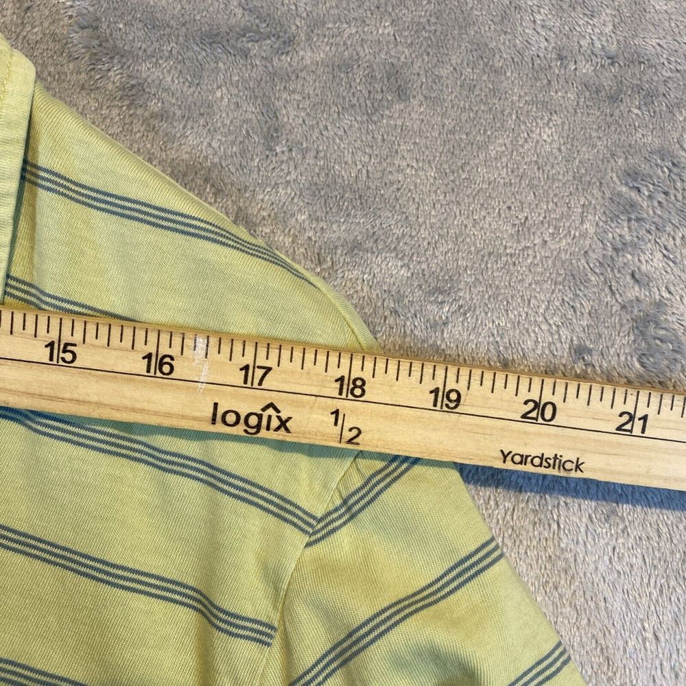 Eddie Bauer Men's Sz L Rugby Shirt Lime Color Short Sleeve Blue Stripes Preppy - Picture 7 of 11